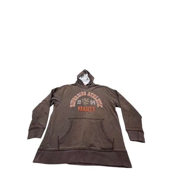 Old Navy Surplus Riverside Mens XL Brown Athletic Varsity Hoodie Thrashed Preppy - Picture 1 of 10